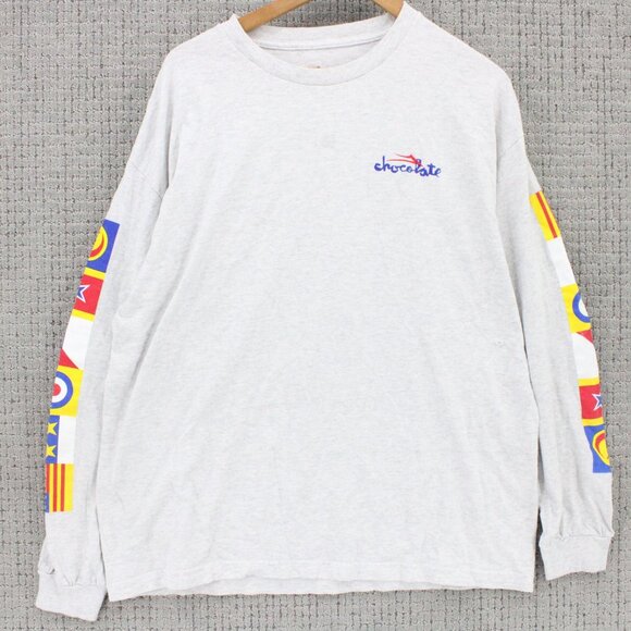 Lakai Shirt Mens XL Light Gray Long Sleeve Flags Crewneck Chocolate Graphic Logo - Picture 1 of 8